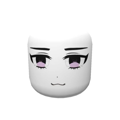 Happy Anime Head - Pink Eyes Face Mask Solid White