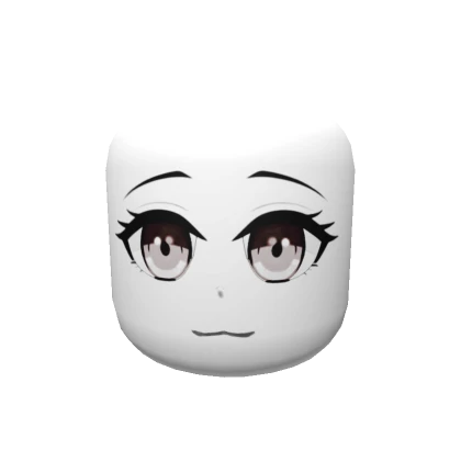 Kind Anime Head - Brown Eyes Face Mask Solid White