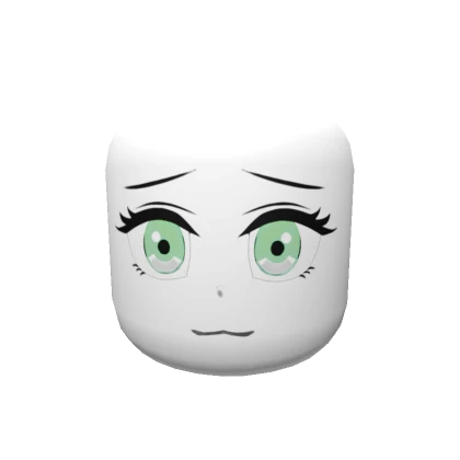 Kind Anime Head - Green Eyes Face Mask Solid White