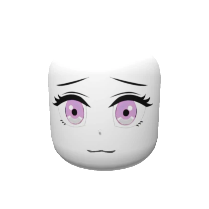 Kind Anime Head - Pink Eyes Face Mask Solid White