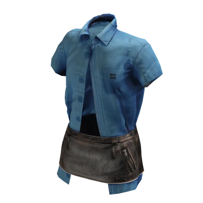 Tucked Skirt Blouse Set (Leather 2)