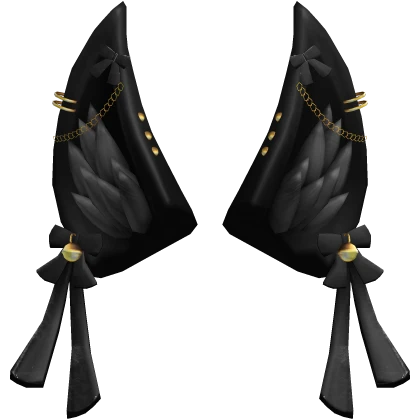 Black Ribbon Pointy Cat/ Fox Ears V2