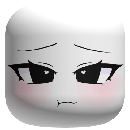 Cute Heart Eyes Pouting Chibi Face - White