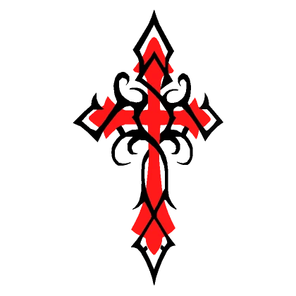 Caged Cross Face Sticker - Red