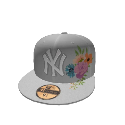 Sideways Flowers NYC Baseball Fitted Grey Cap