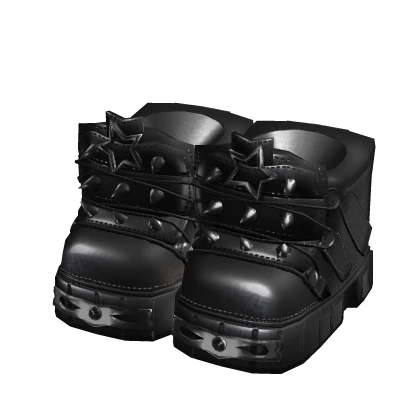 Y2K Emo Star Spikey Boots (Black)