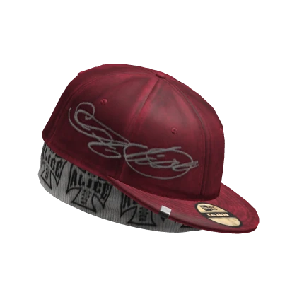 V2🧰Y2K 2000s Red Alice Fitted Hat w Beanie🧰