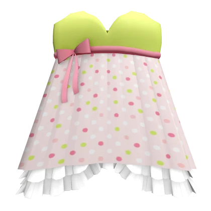 3.0 Spring Flowers Pink Green Polka Dot Dress