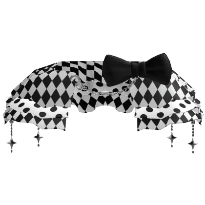 🃏♠️♥️Black Jester Clown Skirt w/ Bow & Chains