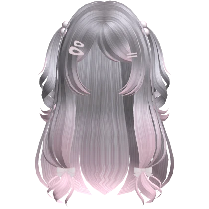 🤍 dream girl curly anime pigtails silver pink