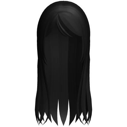 long flowy anime side bang hair in black