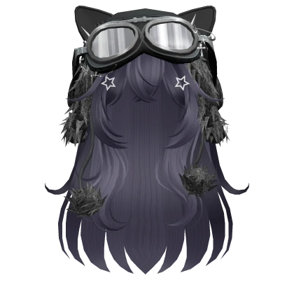Purple Anime cat hair w/ kitty goggles