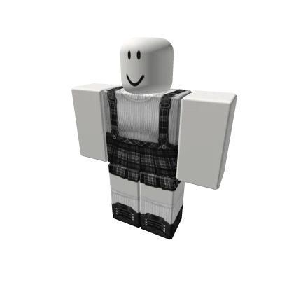 White Turtle Neck Sweater Plaid Overall Skirt