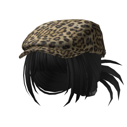 🍀Y2K Beret Spikey Bun (Leopard & Black)