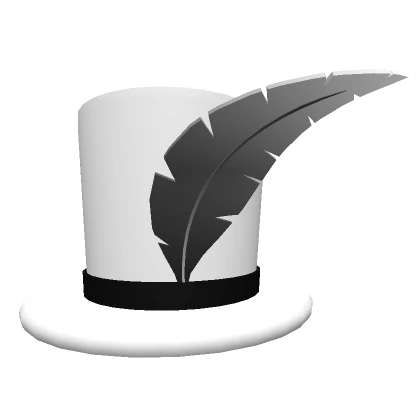 White Top Hat w/ Black Feather