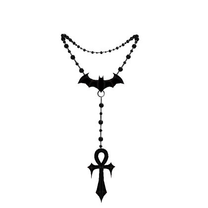 gothic ankh and bat rosary necklace 3.0.