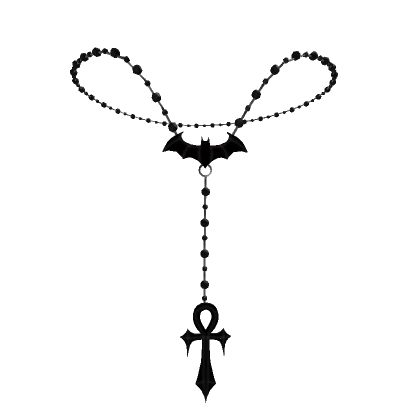 gothic ankh and bat rosary necklace 1.0