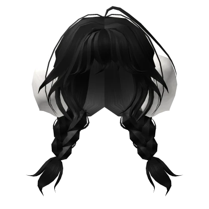 🍀Braided Pigtails w Earmuffs (Black)