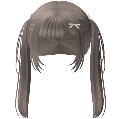 ♡ cutecore coquette long pigtail w/ ribbon grey