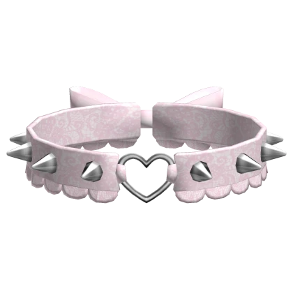 † pink gothic spiked lace ruffled heart choker