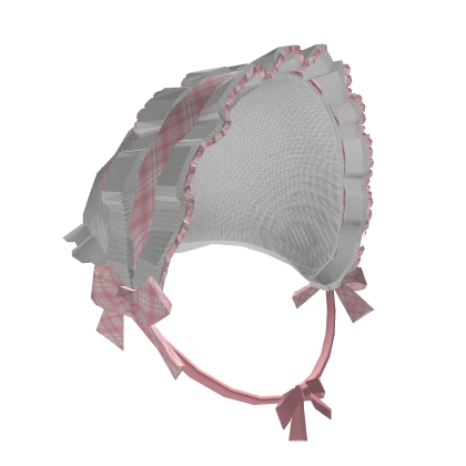 Pink plaid igari cottage ruffled bandana headscarf