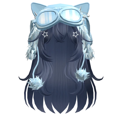 Blue Anime cat hair w/ kitty goggles