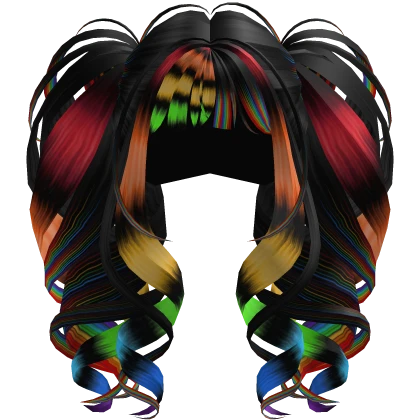 Scene Royal Big Curl Pigtails (Rainbow)