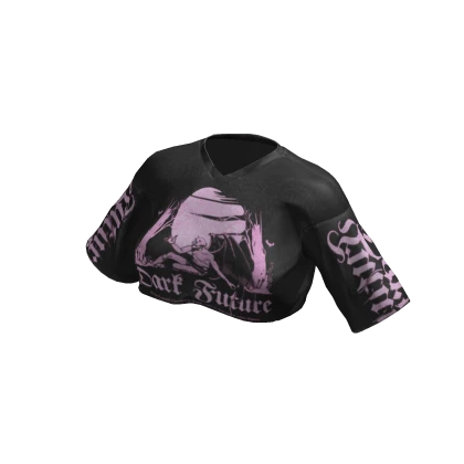 Catyard - Crop Top Y2K Jersey (Black/Pink)