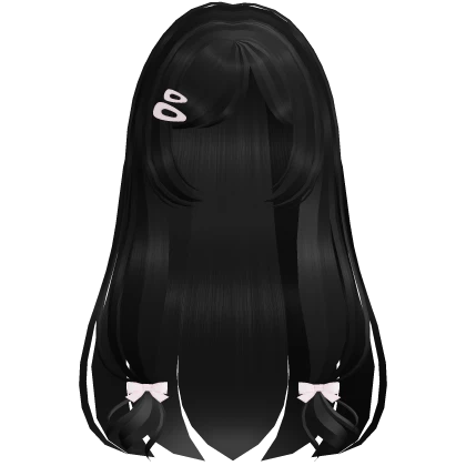 🤍 ribbon tied long cute princess hair black