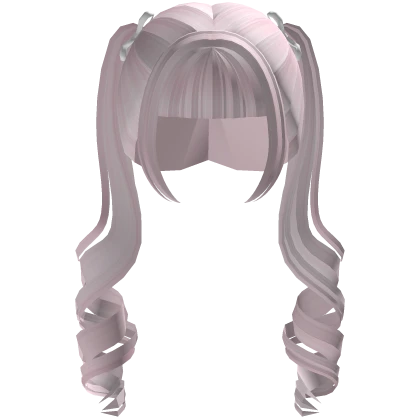 ꒰♡꒱ kawaii pink long curly pigtails with ribbons 