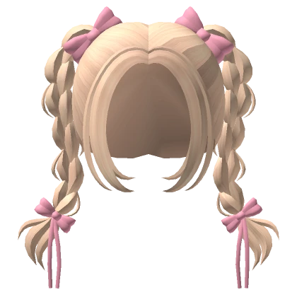 Blonde Pigtails with Pink Bows