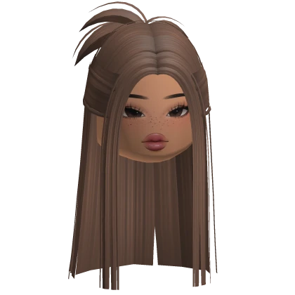 Y2K Pretty Hair w/ Makeup Face (Light Brown)