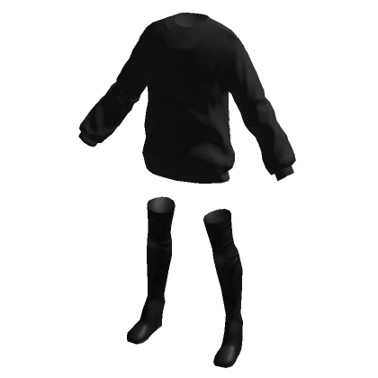 Oversized Jumper With Boots - Black