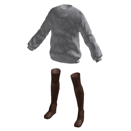 Oversized Jumper With Boots - Grey