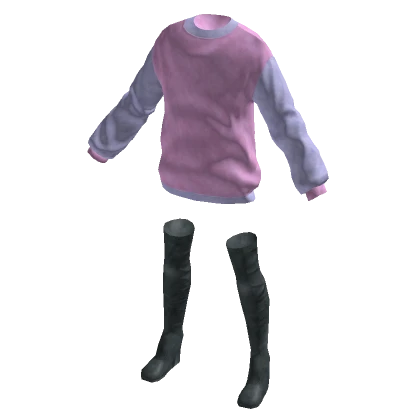 Oversized Jumper With Boots - Pink Blue