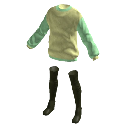 Oversized Jumper With Boots - Yellow Green