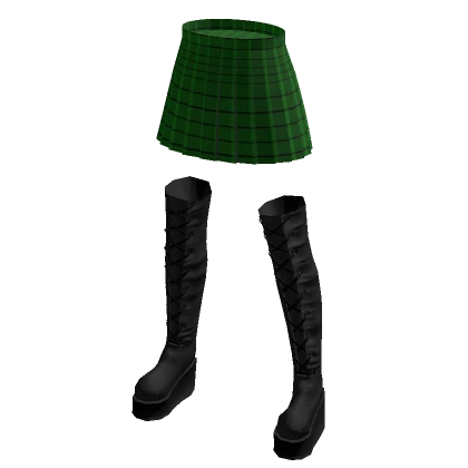 Mini Skirt With Boots - Green