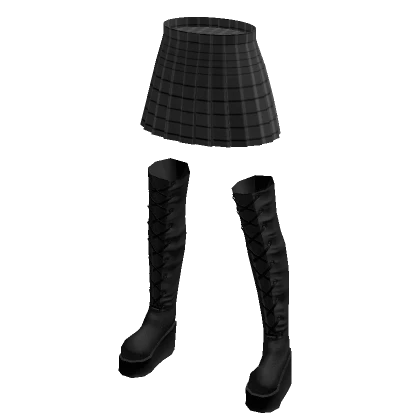 Mini Skirt With Boots - Dark Grey