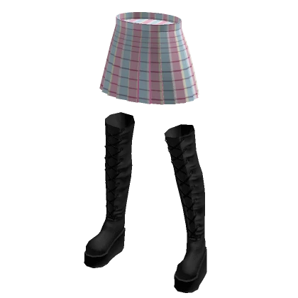 Mini Skirt With Boots - Pastel Pink