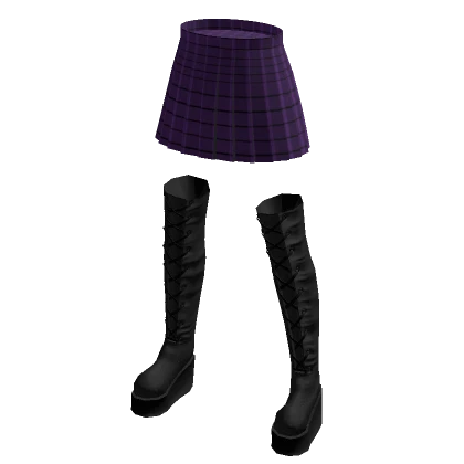 Mini Skirt With Boots - Purple