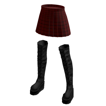 Mini Skirt With Boots - Red