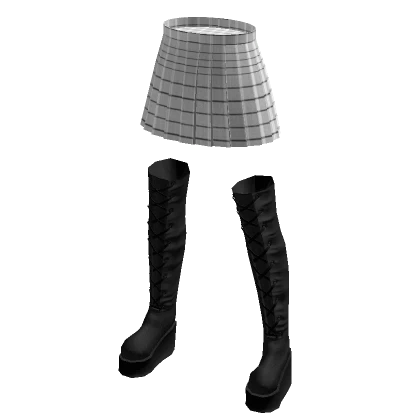 Mini Skirt With Boots - White