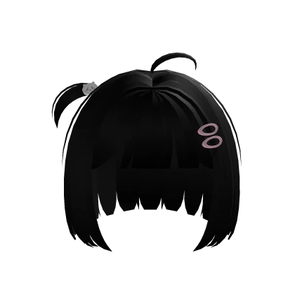 𖹭 : kawaii chiikawa black doll hair w/ pink clips