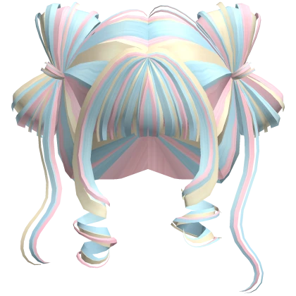 ♡ Cute Bow Pigtails Twirly Bangs Hair (Confetti)