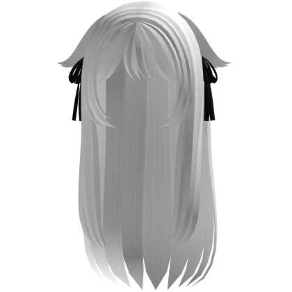 ♡ cutecore long vamp haircut bangs w/ ribbon white