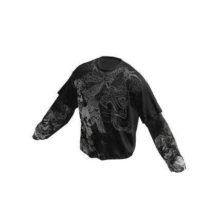 y2k Black Sleeved Tee-Shirt