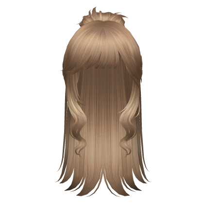 long silky half-up bun hairstyle (honey blonde)