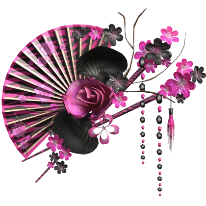 Black Pink Zebra Floral Traditional Japanese Fan