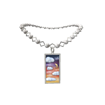 Pearly Sky Scene Necklace - 3.0 silver