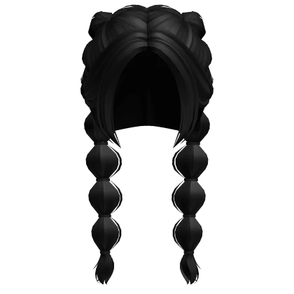 Cute Long Bubble Braid Pigtails (Black)
